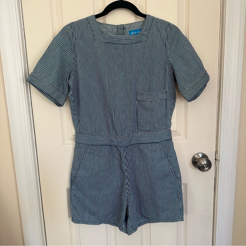 MIH Jeans railroad stripe denim romper